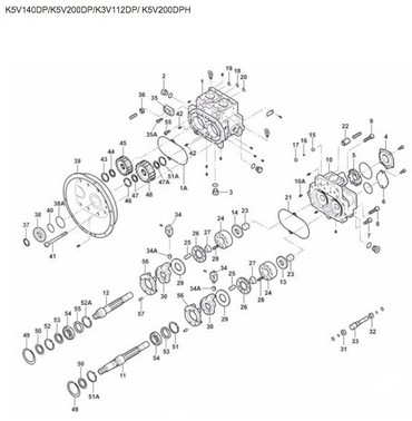 Запчасти для насоса Kawasaki K5V140DP, K5V200DP, K5V200DPH